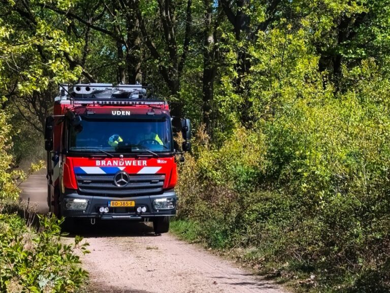 Brandweer blust kleine bosbrand Uden