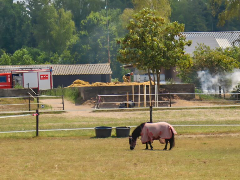 Composthoop vat vlam, brandweer bluste de brand