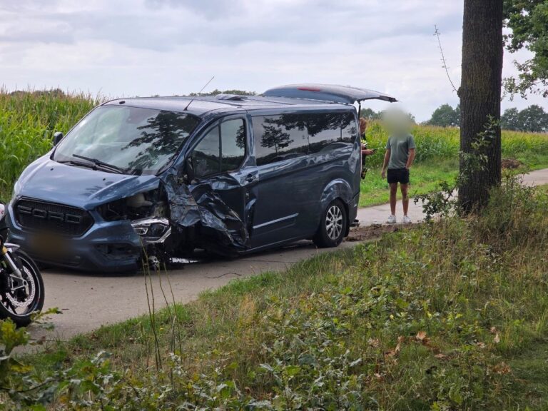 Bestelbus botst tegen meerdere bomen aan Veghelsedijk in Erp